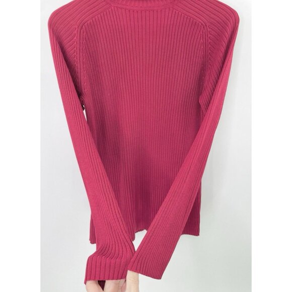 Caslon Plus Size 100% Silk Red Ribbed Turtleneck Sweater 1x, Classic, Runs Small - Picture 7 of 11